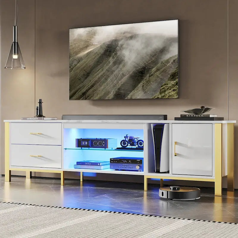 Contemporary 80-Inch TV Stand for 75/80/85 Inch TVs with 2 Drawers - image 1