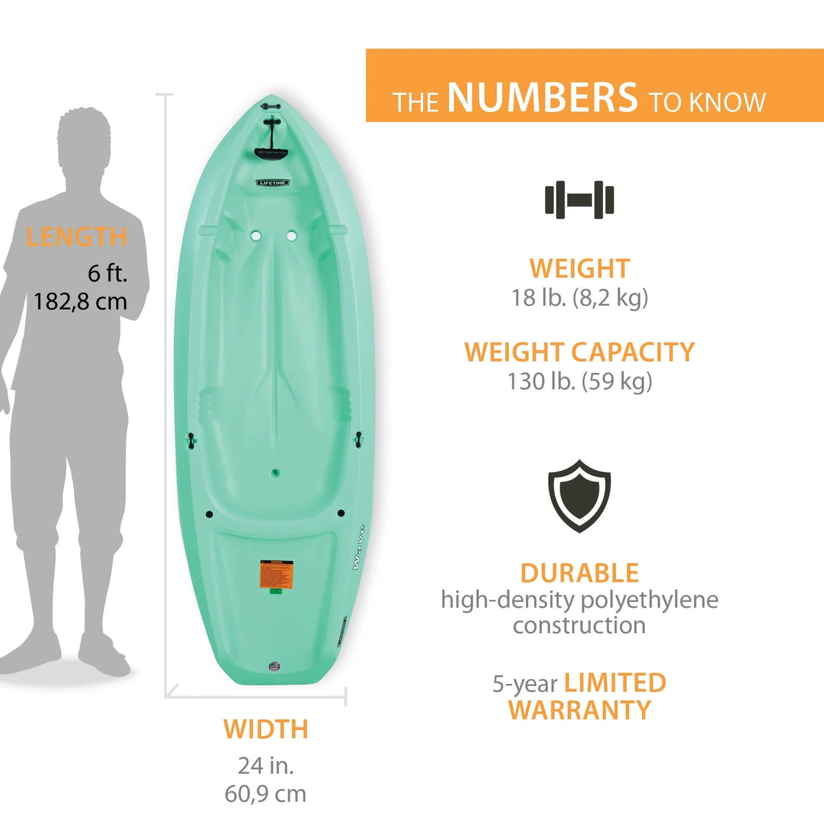 Lifetime Wave 6 ft Youth Kayak, Seafoam Green (91237) - image 2