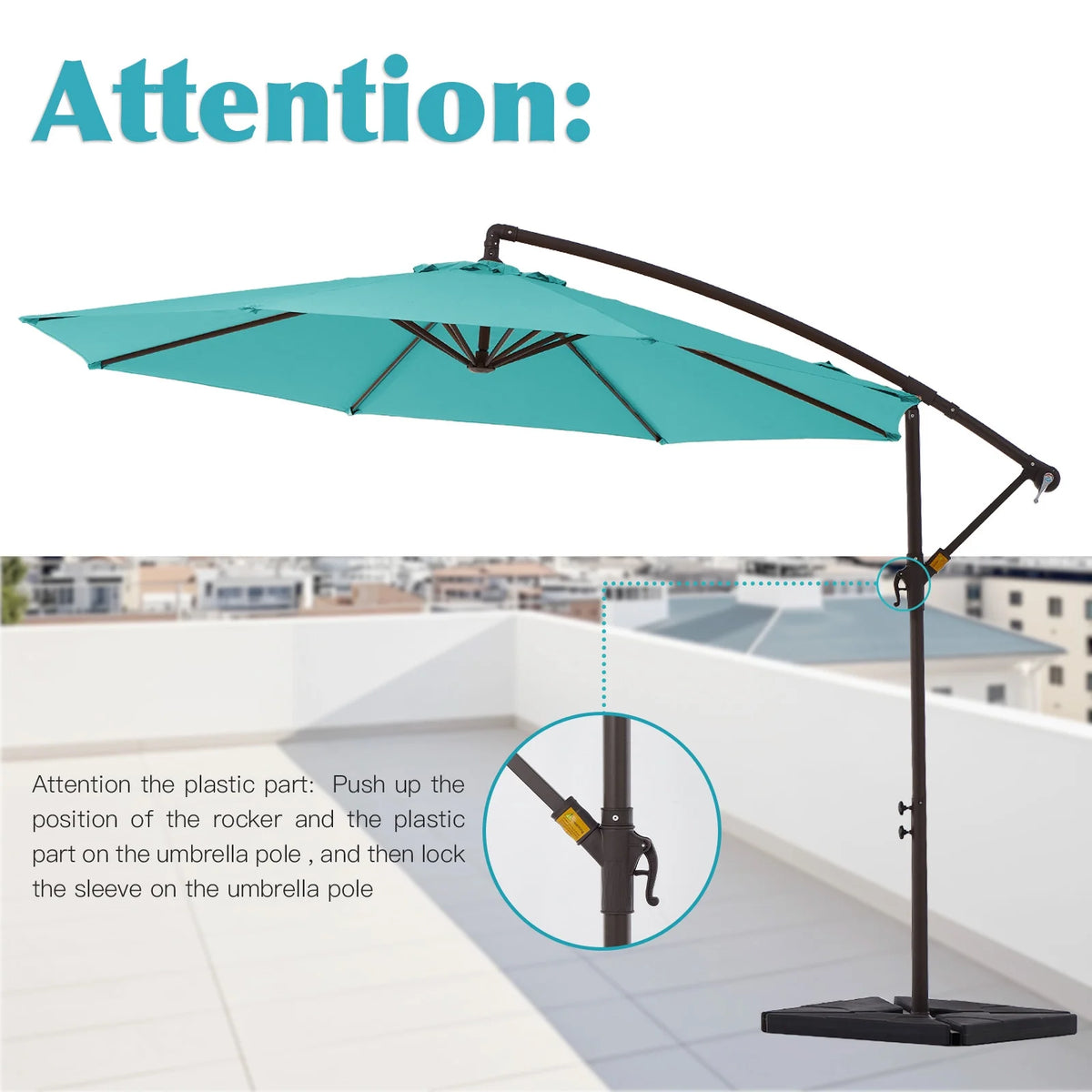 JUSTLET 10ft Heavy Duty Patio Hanging Offset Cantilever Patio Umbrella W/ 4-Piece Base Included Included, Beige - image 53