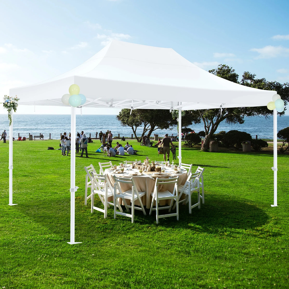 HOTEEL 10x15 Heavy Duty Canopy Tent ,Pop up Canopy for Parties Wedding,Commercial Easy up Gazebo with Roller Bag,UV 50+ &,White - image 1