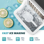 EUHOMY 14'' Cube Ice Compact Ice Maker Selectable Ice Thickness with Water Bucket - image 3