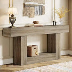 63-Inch Brown and Gray Slim Wooden Console Table for Entryway - image 21