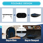 Costway Foldable, USB Ports, LED Lights 10 Player Poker Table, Blue/Black - image 7