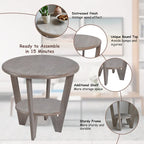 COZAYH Set of 2 Rustic Farmhouse End Tables with Storage Shelf - Vintage Grey French Country Accent Side Tables - image 12