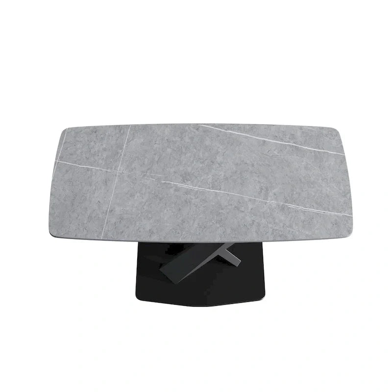 63-Inch Contemporary Dining Table with Slate Stone Surface and Metal Legs, Marble Finish - image 39
