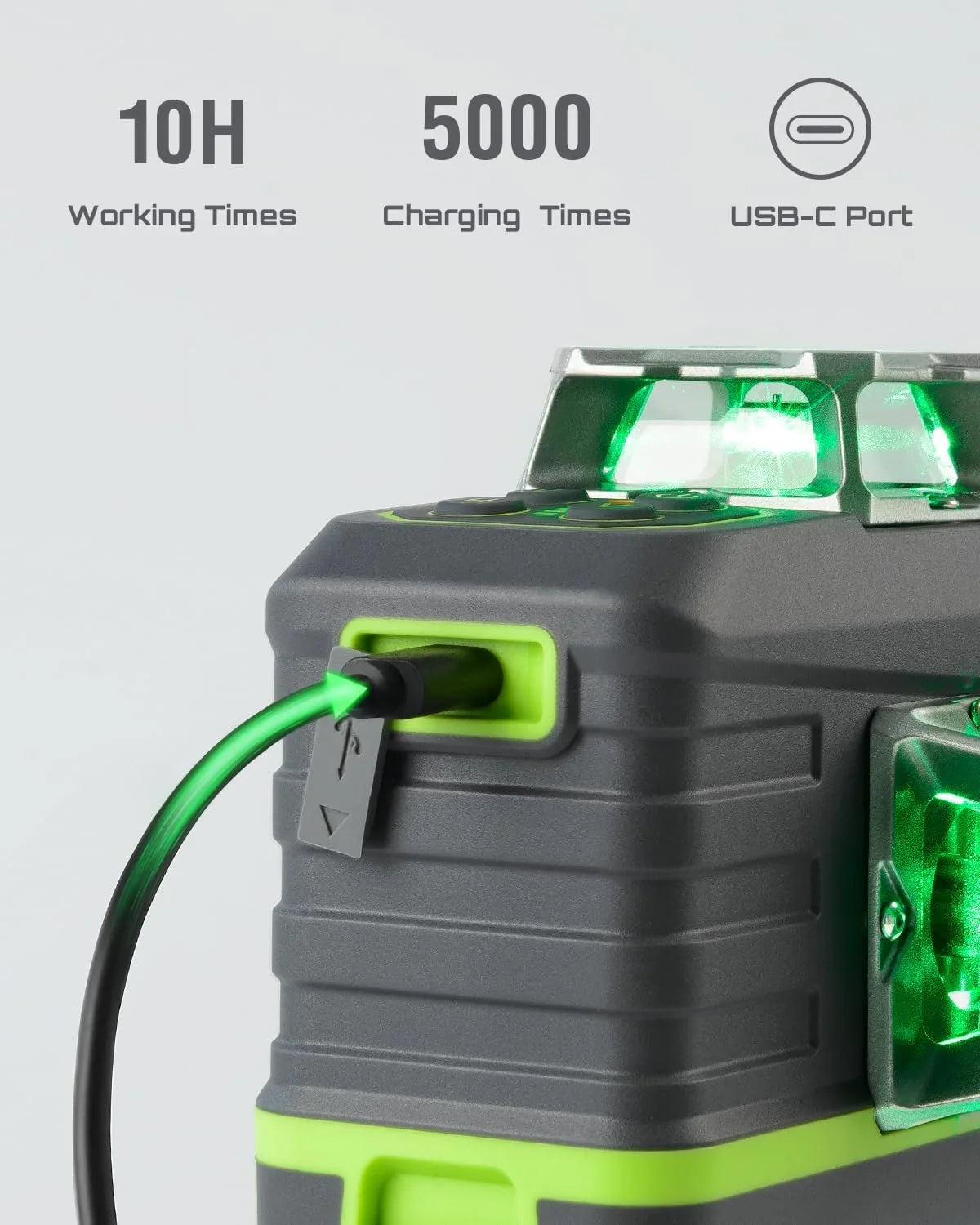 Laser Level 3x360- LASGOO with Remote Control, 2 Rechargeable Batteries, 100FT Range, 360- Magnetic Rotating Stand, IP54, 3Ds - image 4