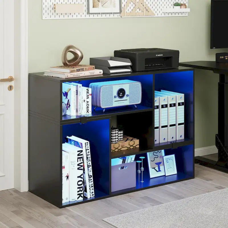 Modern Modular TV Stand with LED Lighting & Open Storage - image 25
