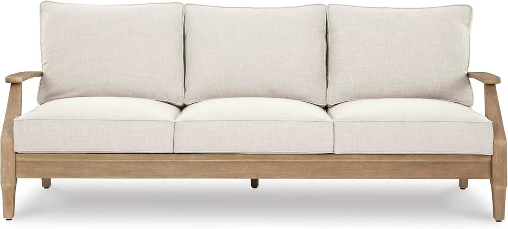 Signature Design by Ashley Clare View Coastal Outdoor Patio Eucalyptus Sofa with Cushions, Beige - image 71