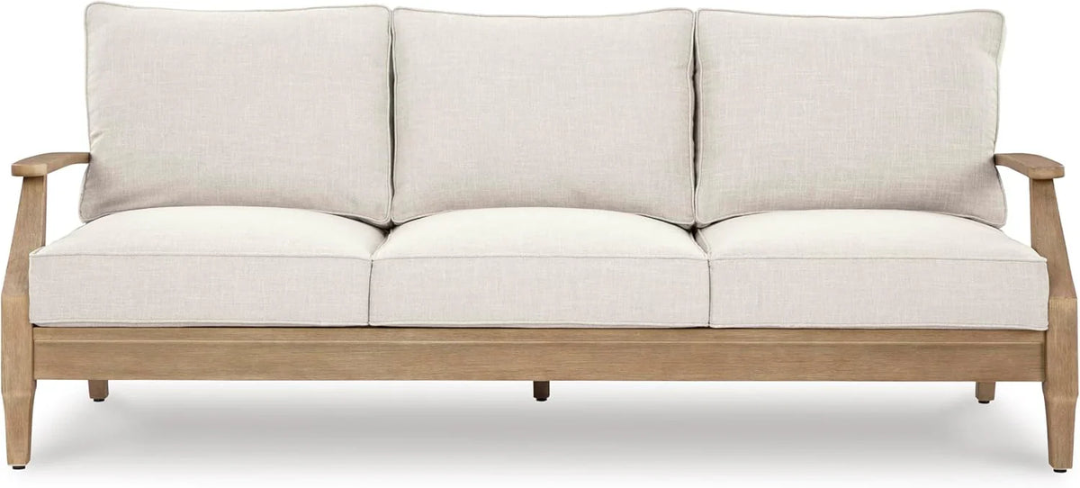 Signature Design by Ashley Clare View Coastal Outdoor Patio Eucalyptus Sofa with Cushions, Beige - image 71