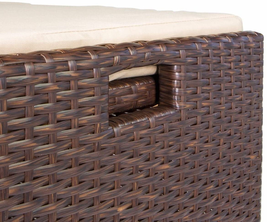 Barton Outdoor Storage Bench Rattan Style Deck Box Wicker Patio Furniture Water Resistance w/Seat Cushion, 60-Gallon, Brown - image 6