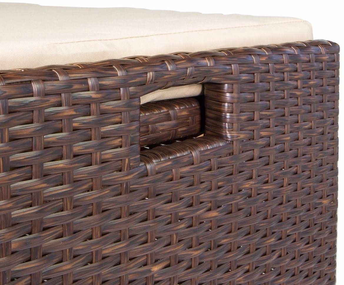Barton Outdoor Storage Bench Rattan Style Deck Box Wicker Patio Furniture Water Resistance w/Seat Cushion, 60-Gallon, Brown - image 6