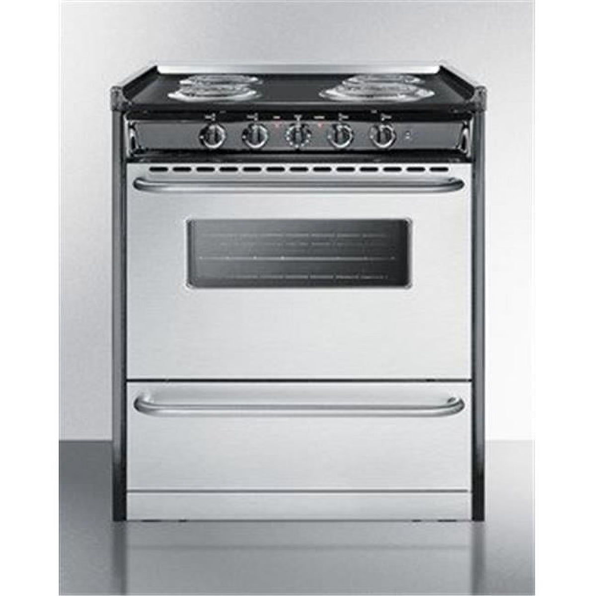 30 in. Slide-In Electric Range with Stainless Steel Doors & Black Porcelain Top, Replaces TEM230R - image 1
