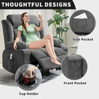 Recliner Chair, Rocking Chairs with Massage and Heat, Side Pockets and Cup Holder - image 8