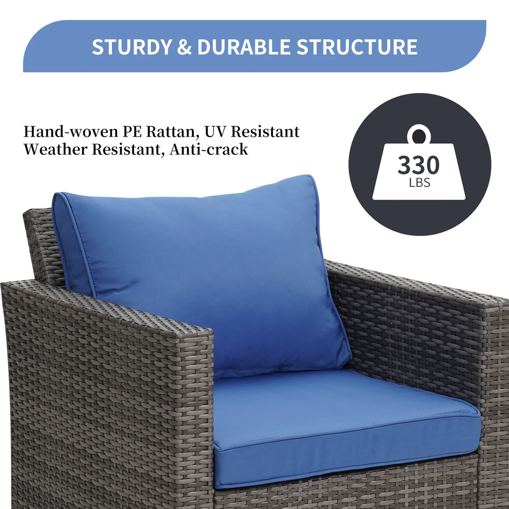 Ainfox 7 Pcs Outdoor Patio Furniture Sofa Set on Sale, Grey Rattan Grey Cushion - image 22