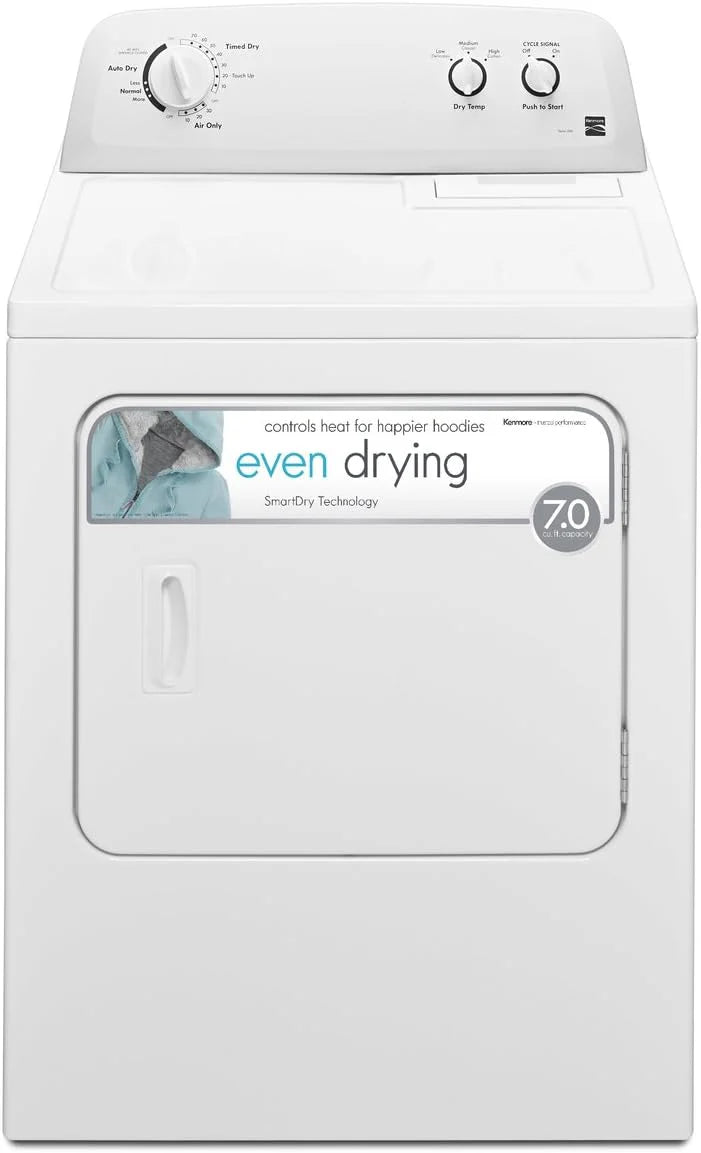 Kenmore 29′′ Front Load Electric Dryer with Wrinkle Guard and 7.0 Cubic Ft. Total Capacity, White - image 1