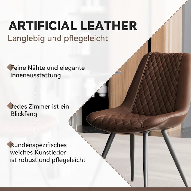 Set of 2 Leather Dining Chairs with Metal Legs - image 19