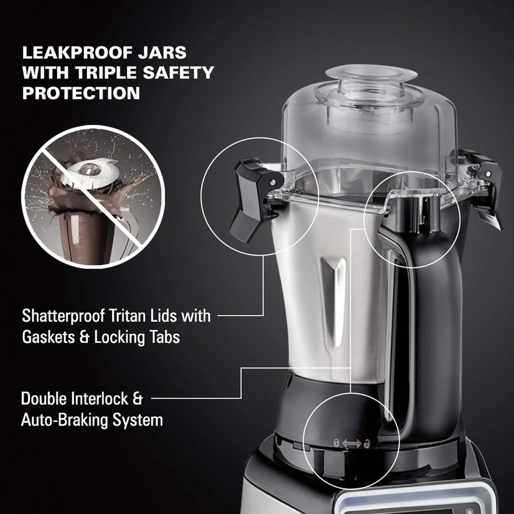 Hamilton Beach Professional 4-in-1 Juicer Mixer Grinder, Commercial-Grade 1400 Watt Motor, 120V, 3 Leakproof Jars, For Wet and Dry Spices, Chutneys and Curries, Engineered in India & USA (58770) - image 5