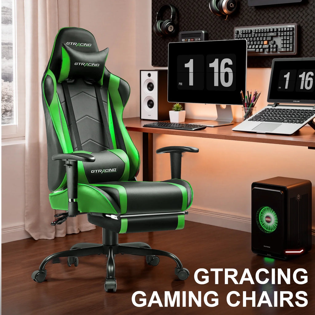 GTRACING Gaming Chair, Ergonomic Office Desk Chair with Lumbar Support, PU Leather, Footrest & Adjustable Headrest, Red - image 27