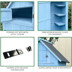 Hanover Sturdy Durable Waterproof Wood Outdoor Vertical Storage Shed, 70.40"x 30.30"x21.30", Blue - image 4