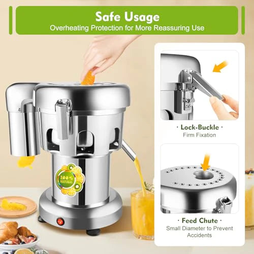 Commercial Juice Extractor, 370W 110V Electric Stainless Steel Juicer for Fruit Vegetable Heavy Duty Centrifugal Juicer Machine Juice & Residue Separated Low Noise: Home & Kitchen - image 5