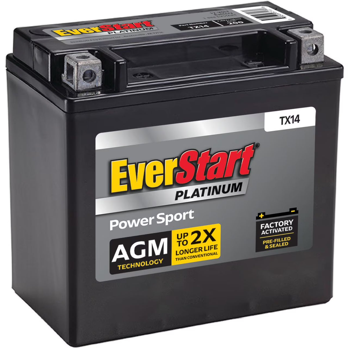 EverStart Platinum BOXED AGM Power Sport Battery, Group Size TX14 12 Volt, 200 CCA - image 1