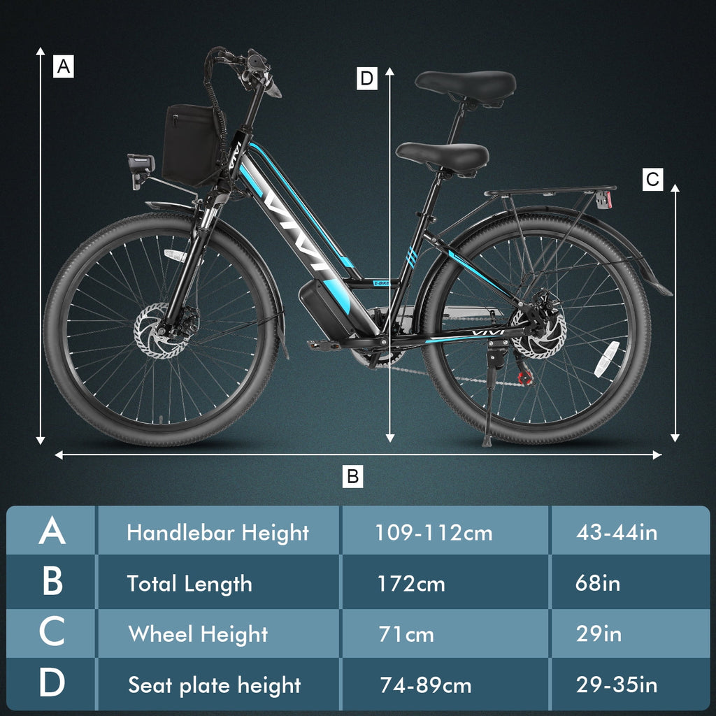 Vivi Electric Bike 26" City Commuter Electric Bike 48V 500W Step - Through Electric Bike 19.8MPH Electric Cruiser - image 12