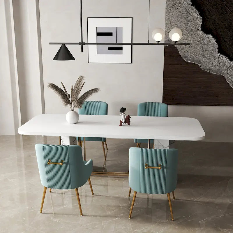 SEYNAR Set of 4 Modern Glam Boucle Velvet Dining or Vanity Chairs with Rear Handle - image 9