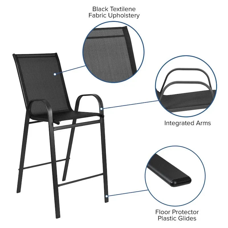 Set of 4 Outdoor Barstools with Flexible Comfort Material - Patio Seating - image 9