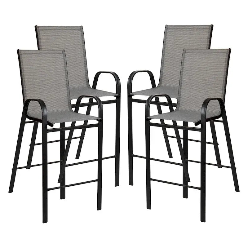 Set of 4 Outdoor Barstools with Flexible Comfort Material - Patio Seating - image 20