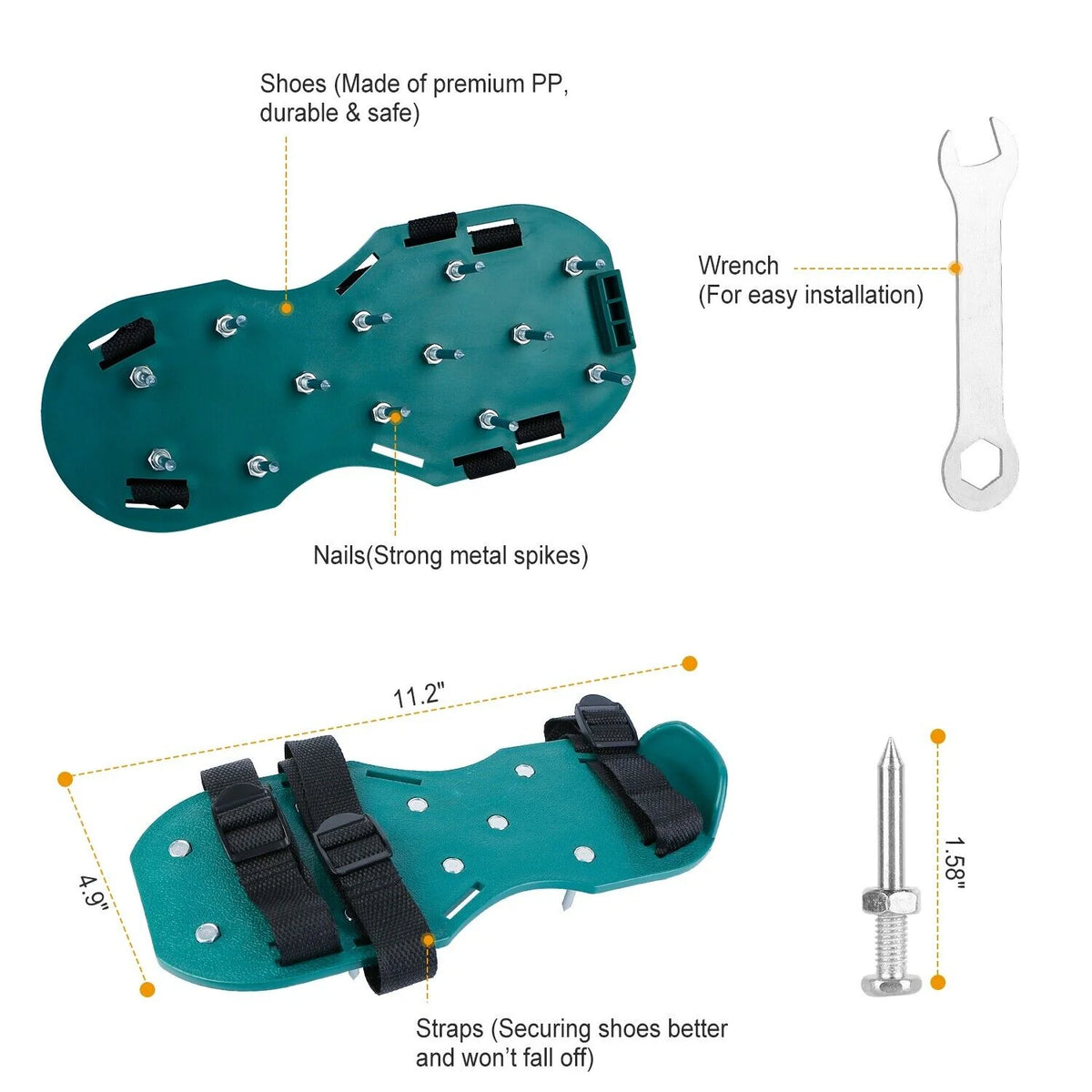 Advanced 2023 Lawn Grass Aerator Spike Shoes With Adjustable Straps - image 5