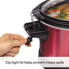 Hamilton Beach Stay or Go Programmable Slow Cooker with Party Dipper, 7 Quart Capacity, Removable Crock, Red, 33478 - image 8