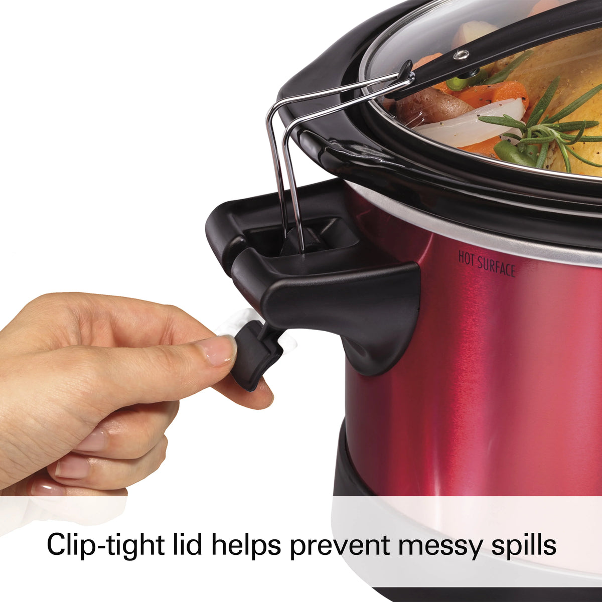 Hamilton Beach Stay or Go Programmable Slow Cooker with Party Dipper, 7 Quart Capacity, Removable Crock, Red, 33478 - image 8