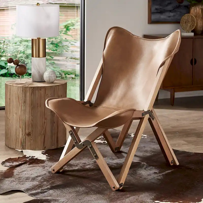 Cantu Authentic Top Grain Leather Tripolina Sling Chair by iNSPIRE Q Modern - image 5