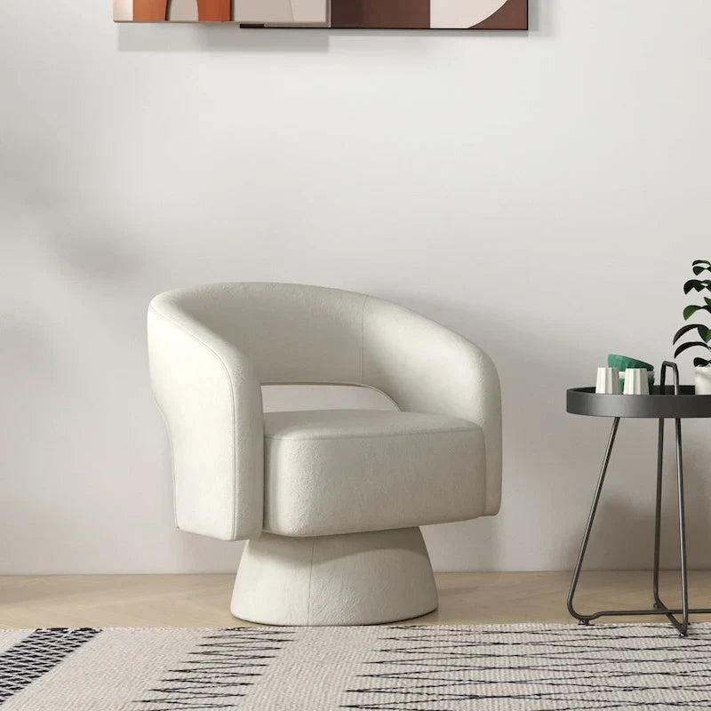 Modern Upholstered Armchair with 360-Degree Swivel Design - image 3