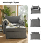Sophie Contemporary Oversized Slipcovered Armchair and Ottoman with Lockable Rear Wheels - image 31