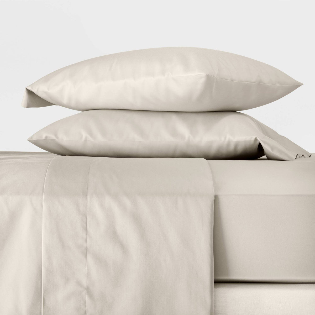 Queen 300 Thread Count Temperature Regulating Solid Sheet Set Natural - Casaluna - image 1