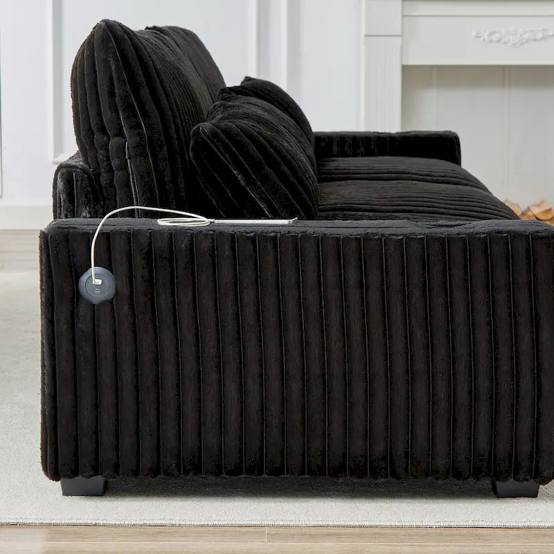 126W Large L-Shaped Corduroy Sofa with USB Charging Port - image 10