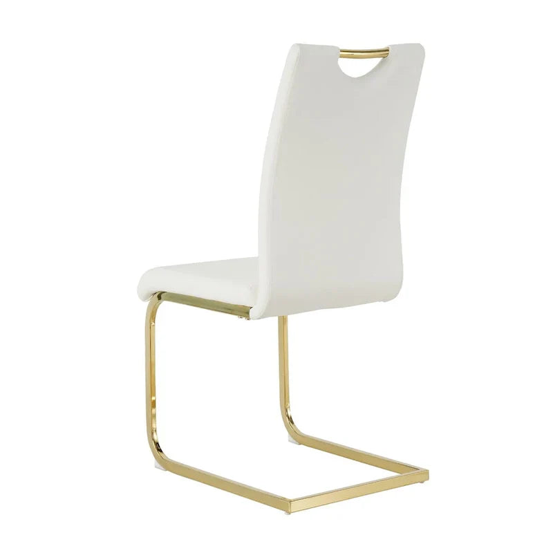 4-Piece Modern Faux Leather Dining Chair Set with Gold Metal Legs and Padded Seats - image 12