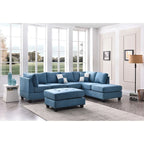 Malone 111-Inch Suede 4-Seater Sectional Sofa with Two Throw Pillows - Dimensions: 111L x 78W x 34H - image 41