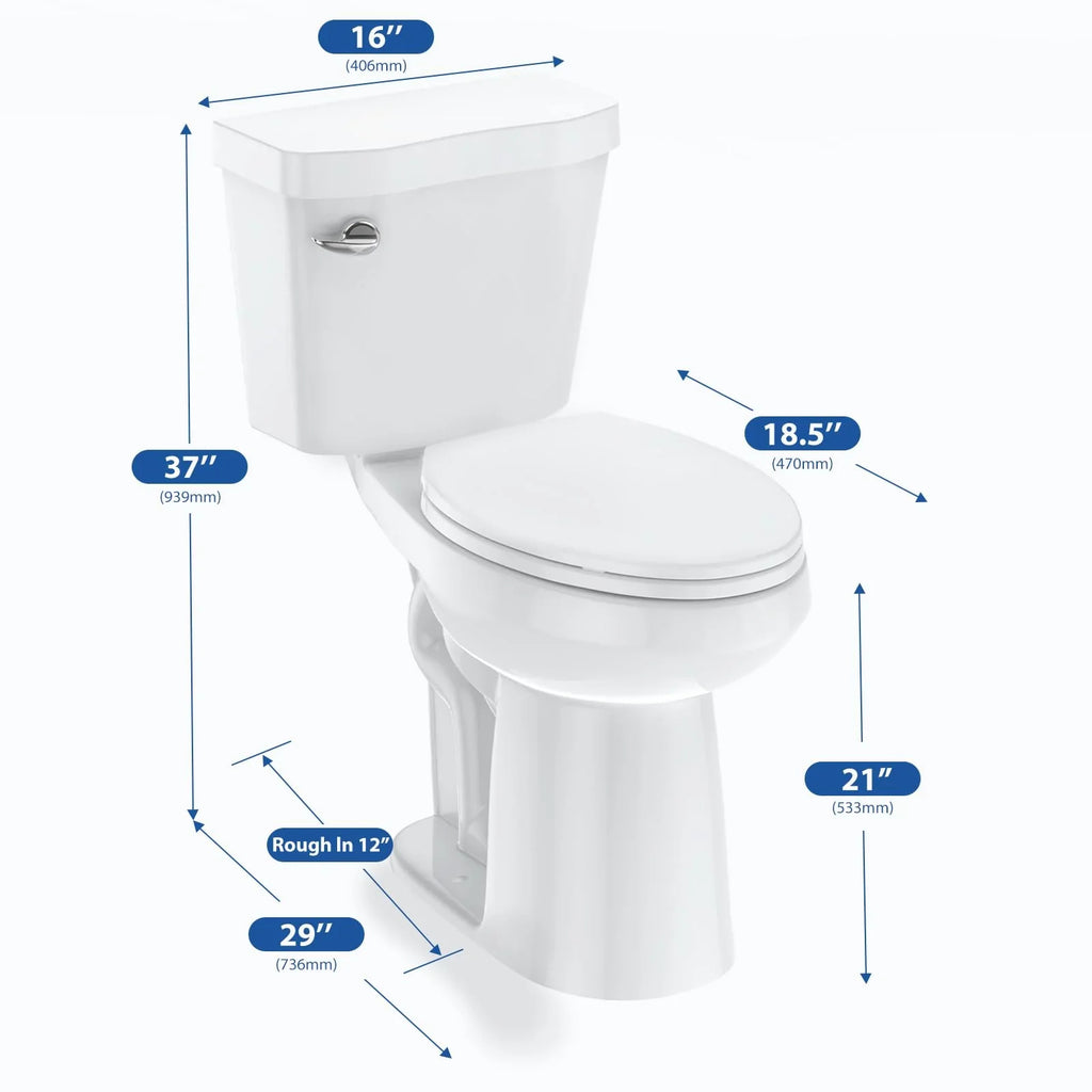 Elongated Two-Piece Toilet with Soft-Close Seat and 1.28 GPF Siphonic Flush - image 10