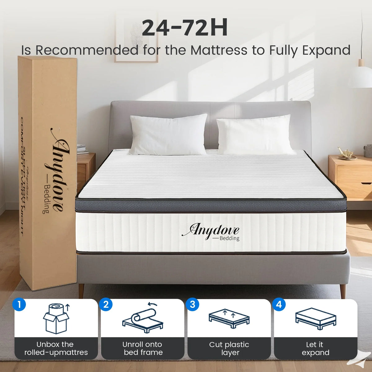 Queen Mattress 10 inch, Hybrid Queen Size Mattress in a Box, Upgrade Innerspring Mattress Queen for Pressure Relief, Medium Firm - image 7