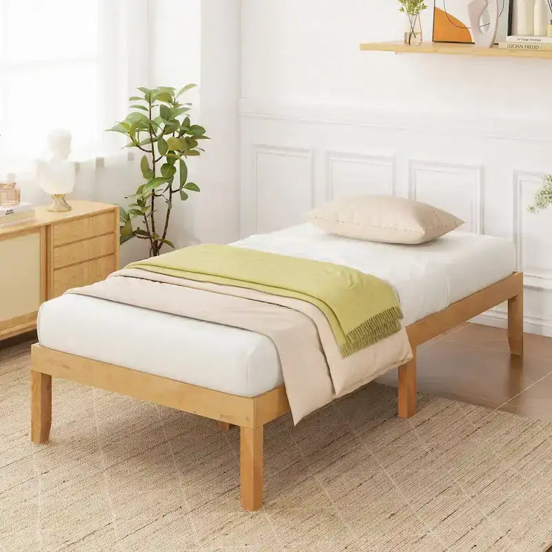 Costway 14-Inch Wooden Platform Bed Frame for Twin, Full, and Queen Sizes with Rubber Support - image 14