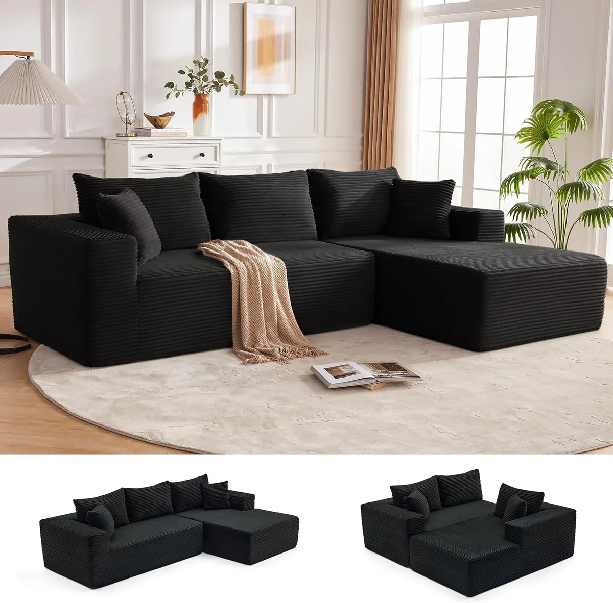 110 Cloud Sectional Couch, Boneless Sofa for Living Room Modular Sectional Sofa with Deep Seat - image 11