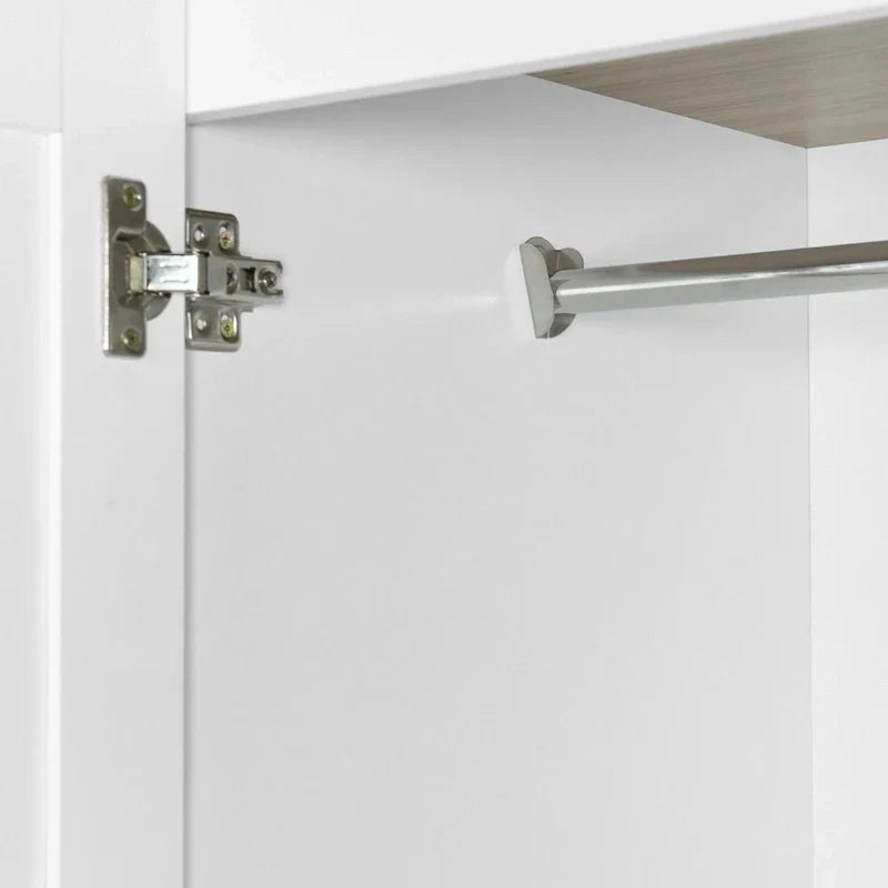 Freestanding 4-Door Wardrobe Armoire with 2 Drawers and Hanging Rods for Clothes Storage - image 11