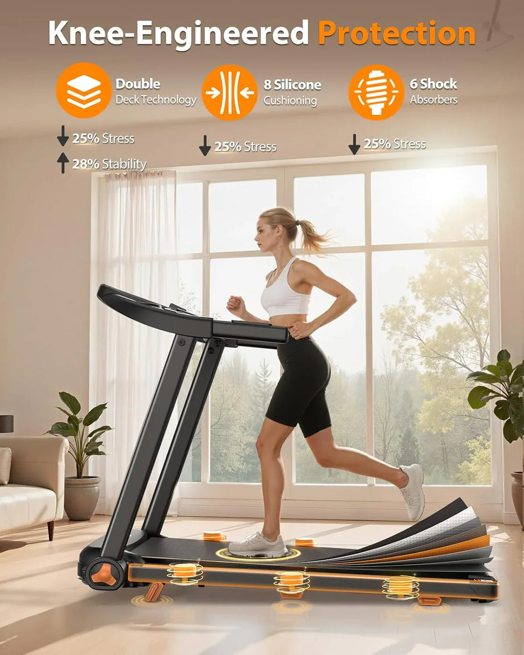 Foldable Treadmill for Home with Incline Extra Large Dual LED Screen Home Office Treadmills - image 5