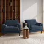 Set of 2 Modern Wide Armchairs in Corduroy - Accent Chairs - image 26