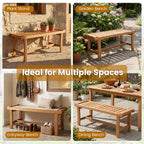 Tangkula 41.5" Patio Backless Bench with Slatted Seat - image 4