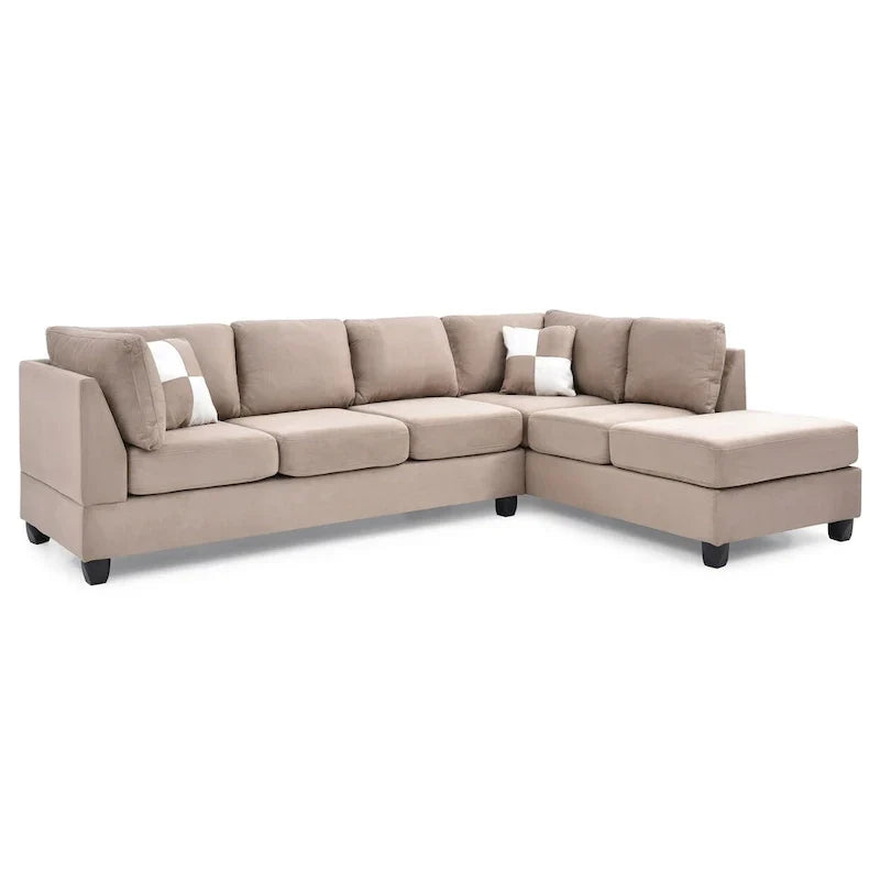 Malone 111-Inch Suede 4-Seater Sectional Sofa with Two Throw Pillows - Dimensions: 111L x 78W x 34H - image 26