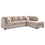 Malone 111-Inch Suede 4-Seater Sectional Sofa with Two Throw Pillows - Dimensions: 111L x 78W x 34H - image 26