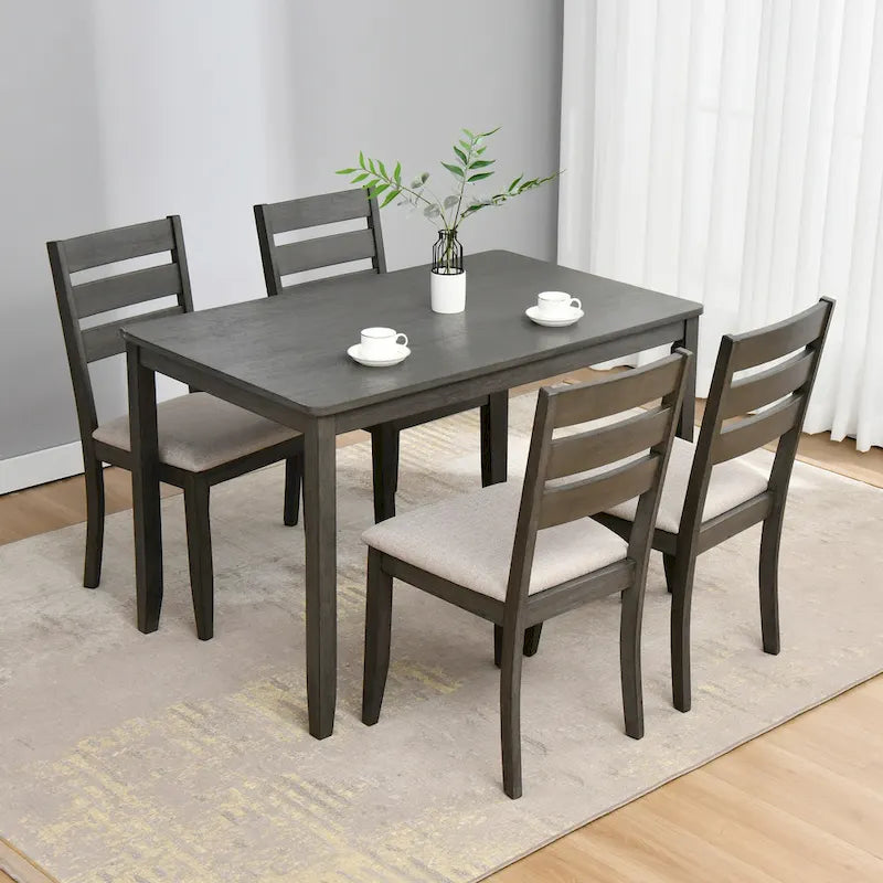 Set of 4 Slat Back Wooden Dining Chairs - image 2